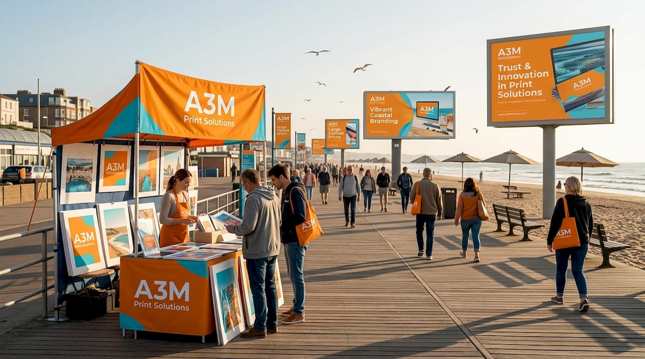 Urban street with large format brand billboards