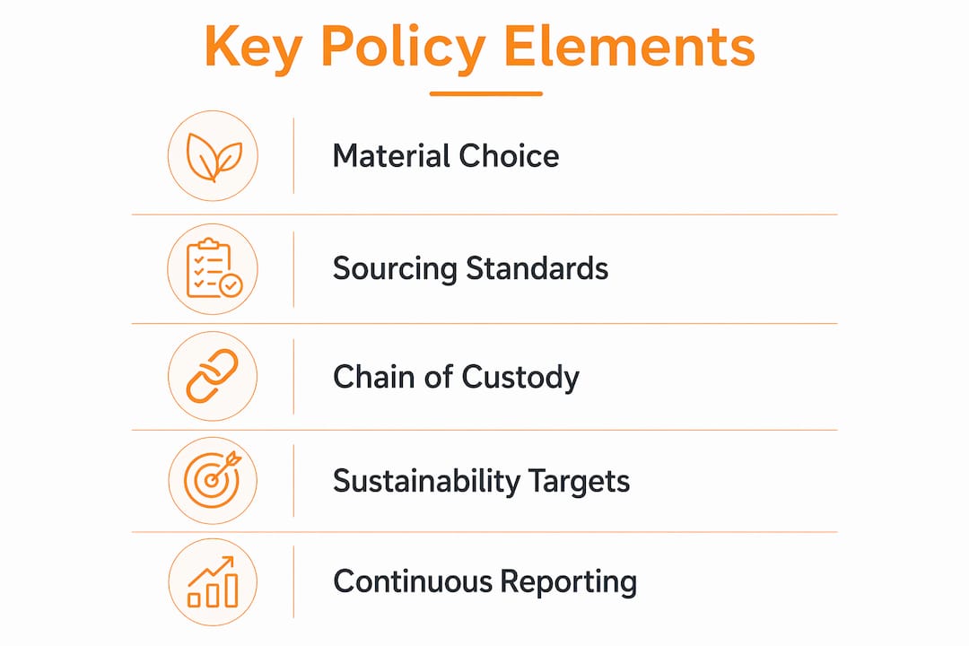 Infographic illustrating essential elements of print sustainability policy