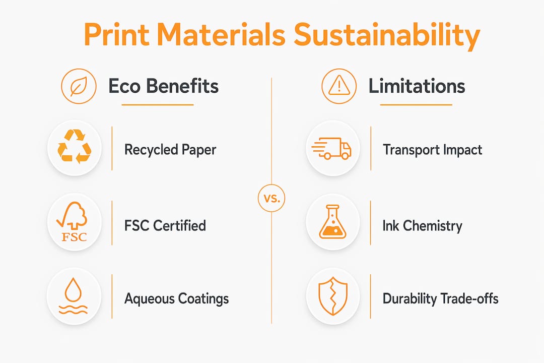 Infographic comparing print material sustainability
