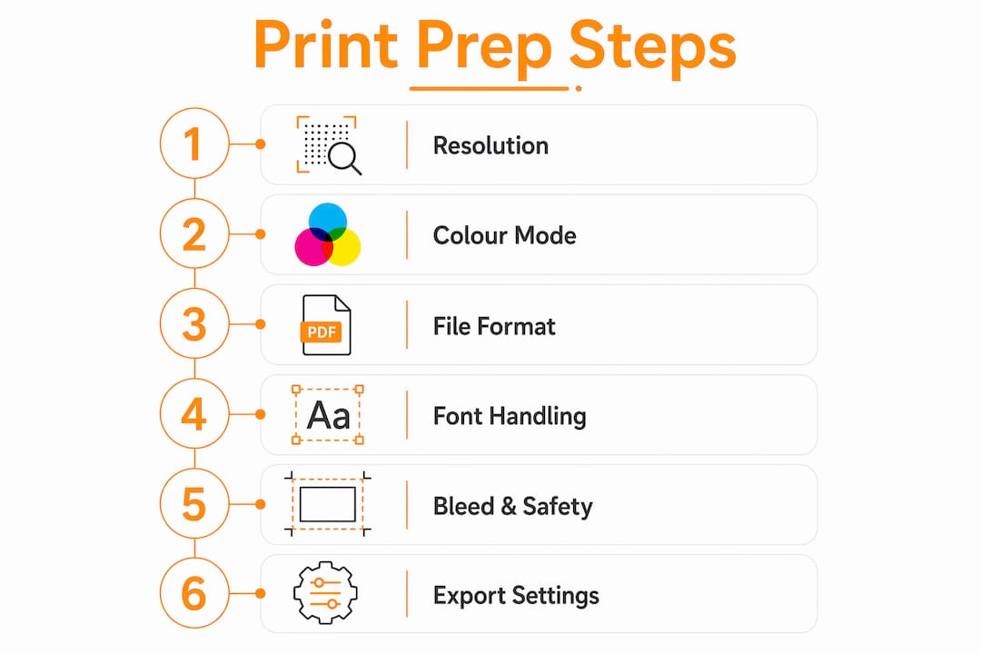 Infographic showing key steps in print artwork preparation