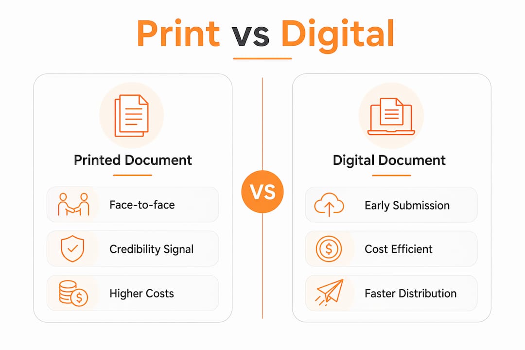 Infographic comparing print and digital tender formats