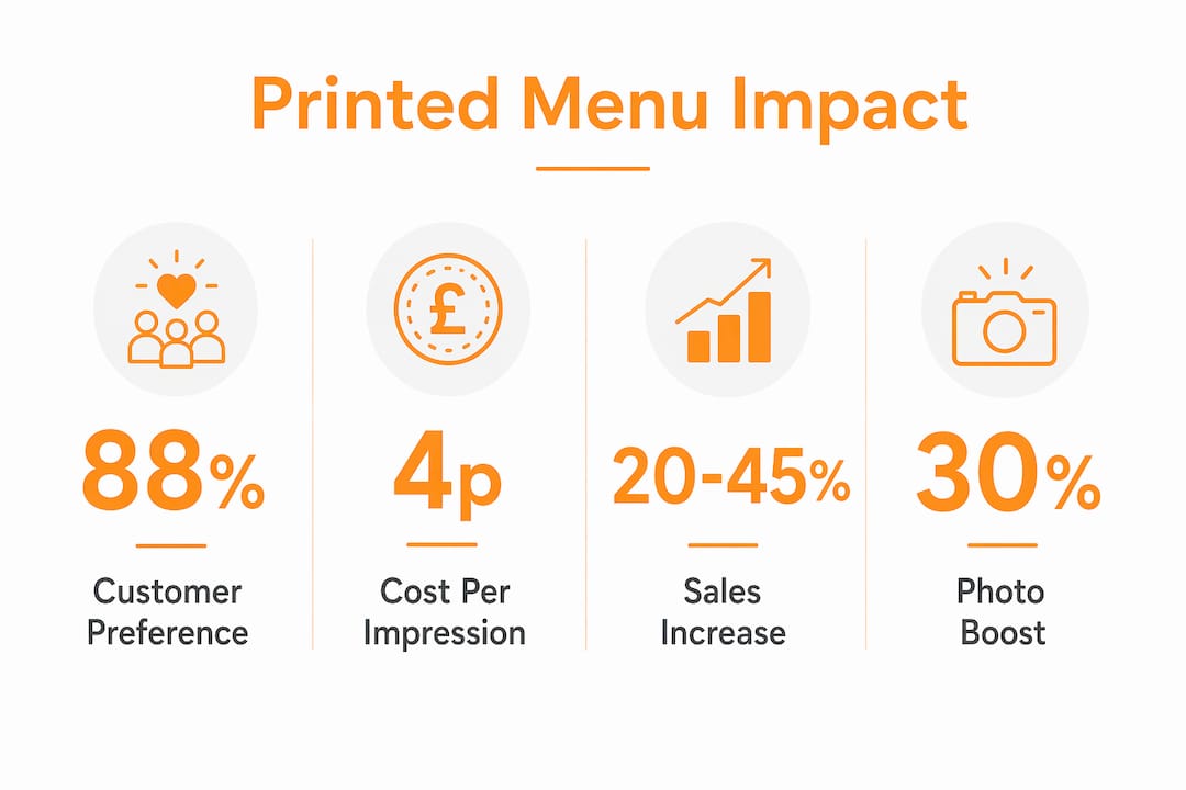 Infographic illustrating key printed menu sales benefits