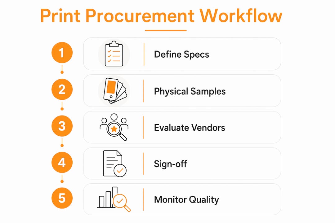 Infographic showing print procurement workflow steps