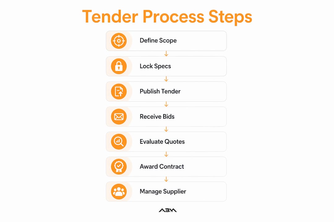 Infographic illustrating tender process steps