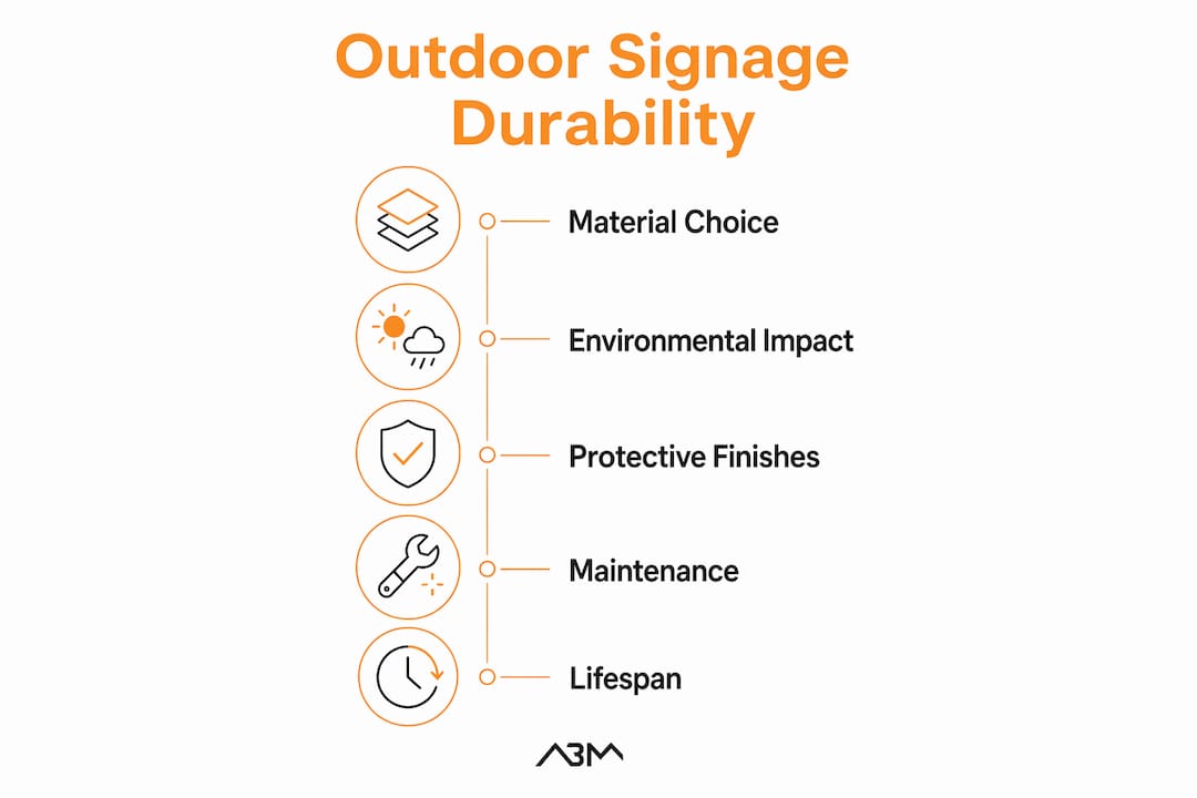 Infographic showing factors influencing outdoor sign durability