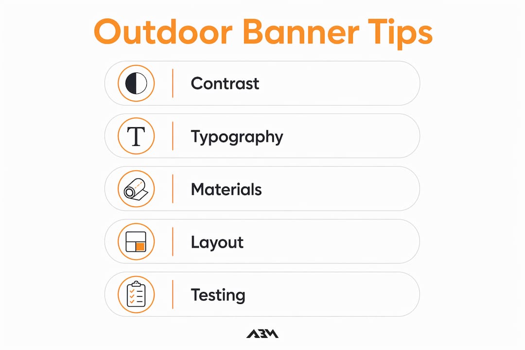 Infographic summarizing outdoor banner design tips
