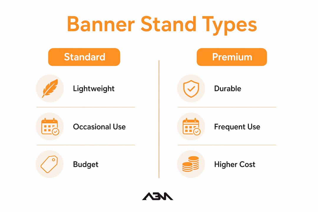 Infographic comparing standard and premium banner stands