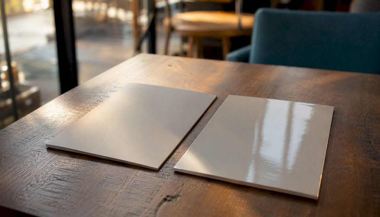 Comparison of gloss and matt laminated brochure covers