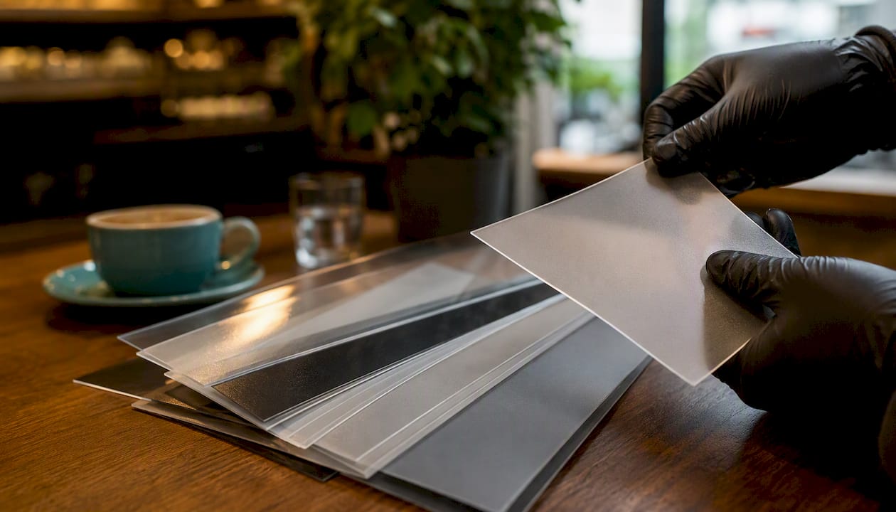 Close-up of anti-graffiti laminate finish samples