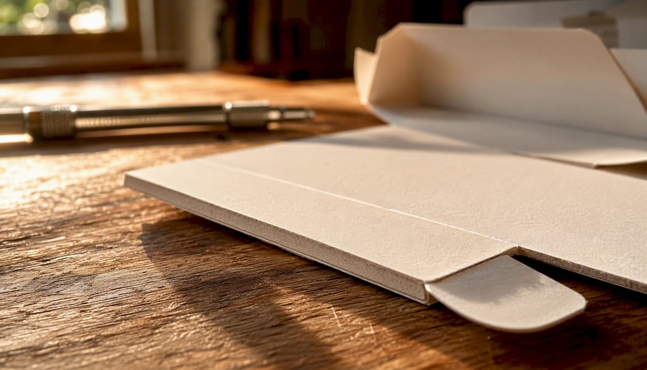 Folded folding boxboard sheet close-up