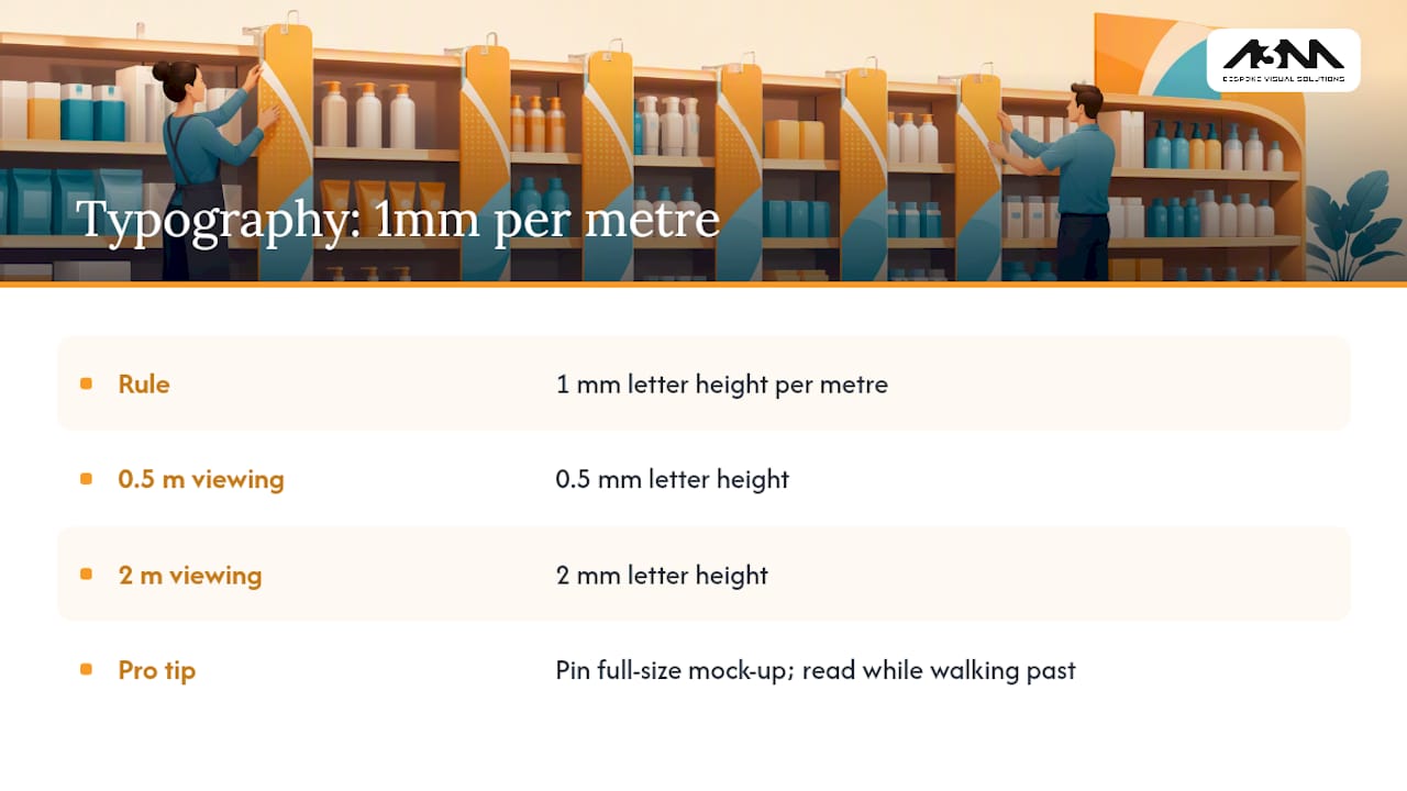 Typography size mapped to viewing distance