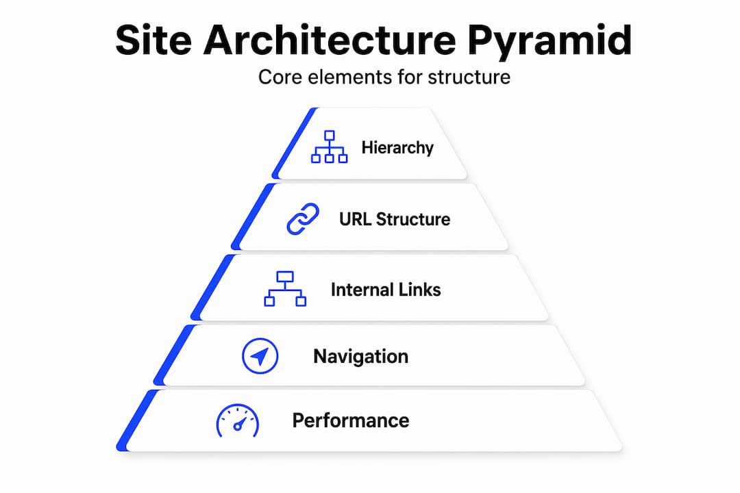 Infographic showing website architecture pyramid