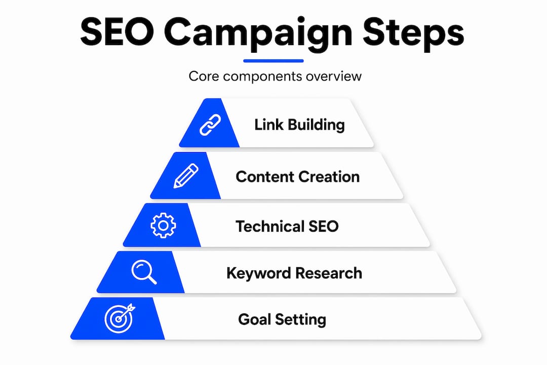 Infographic showing SEO campaign component hierarchy