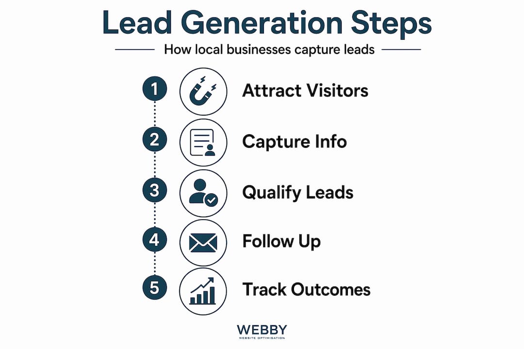 Infographic with five steps for lead generation