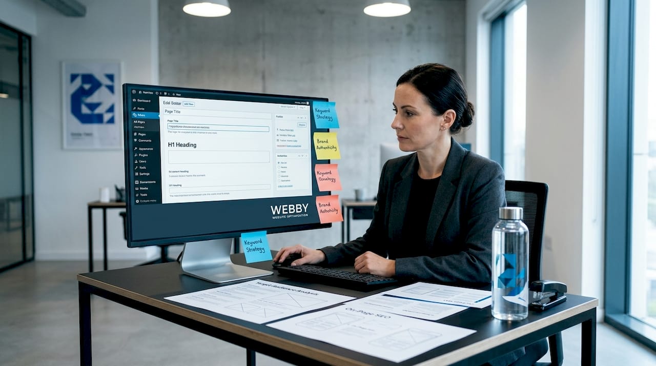 Content manager reviewing website title tags