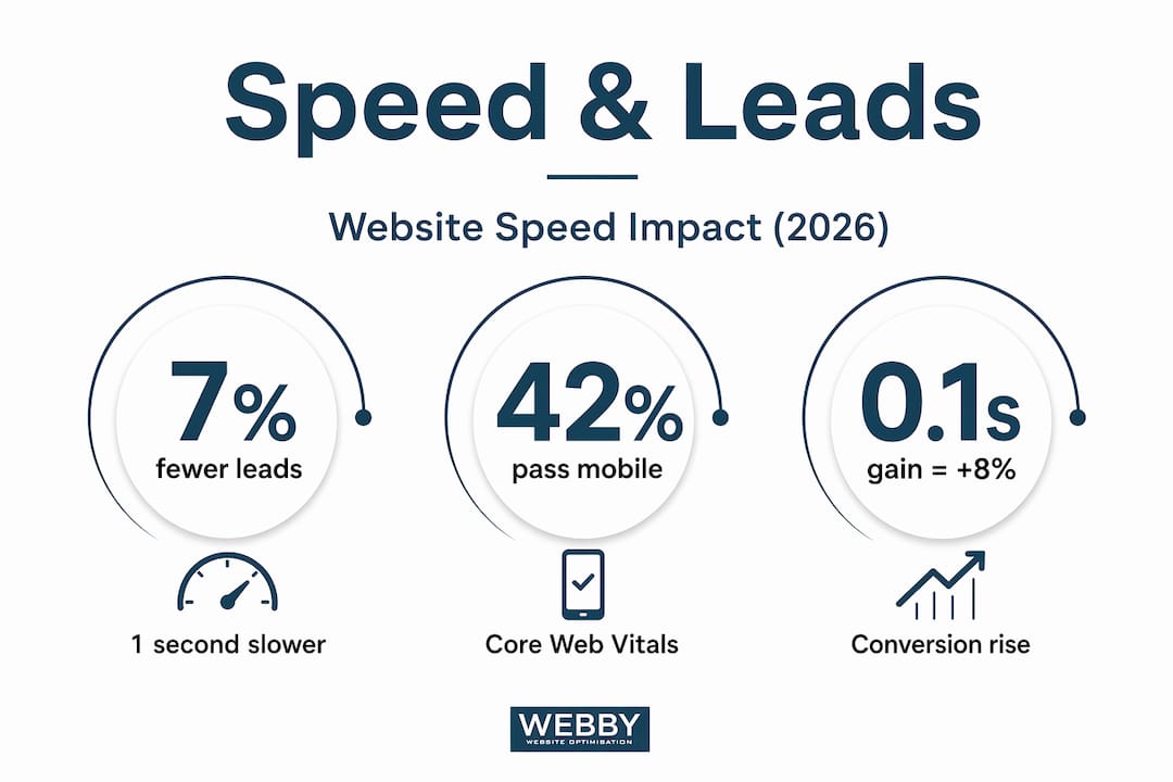 Infographic with stats on website speed and leads