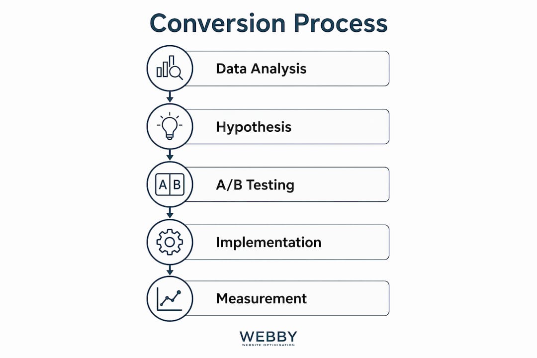 Infographic displaying steps of conversion optimisation process