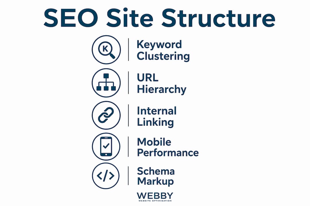 Infographic displaying key SEO site structure components
