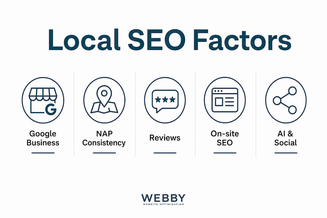 Infographic showing key local SEO ranking factors