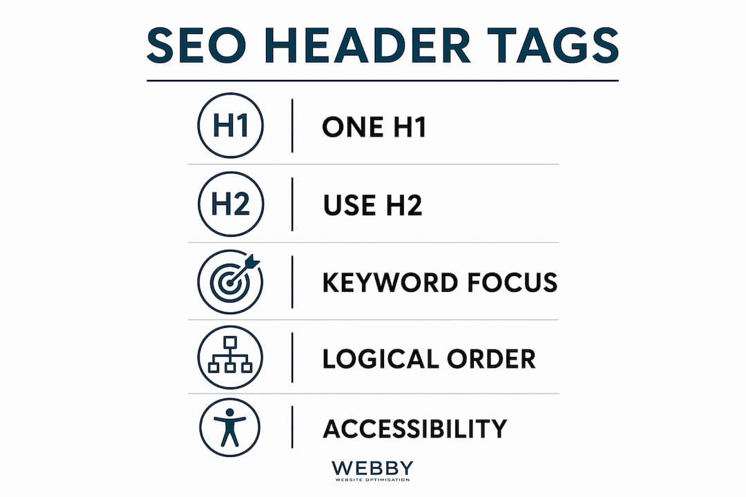 Infographic illustrating SEO header tag best practices