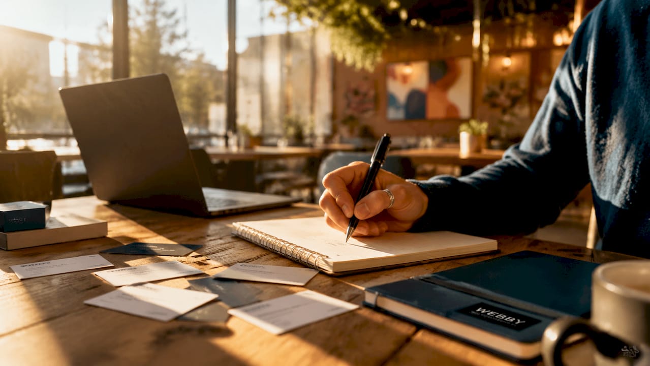 Hand correcting business citation on notebook