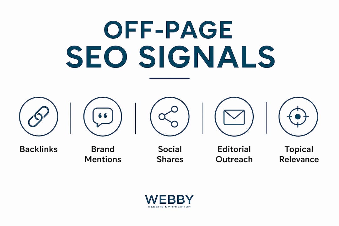 Infographic showing off-page SEO ranking signals hierarchy