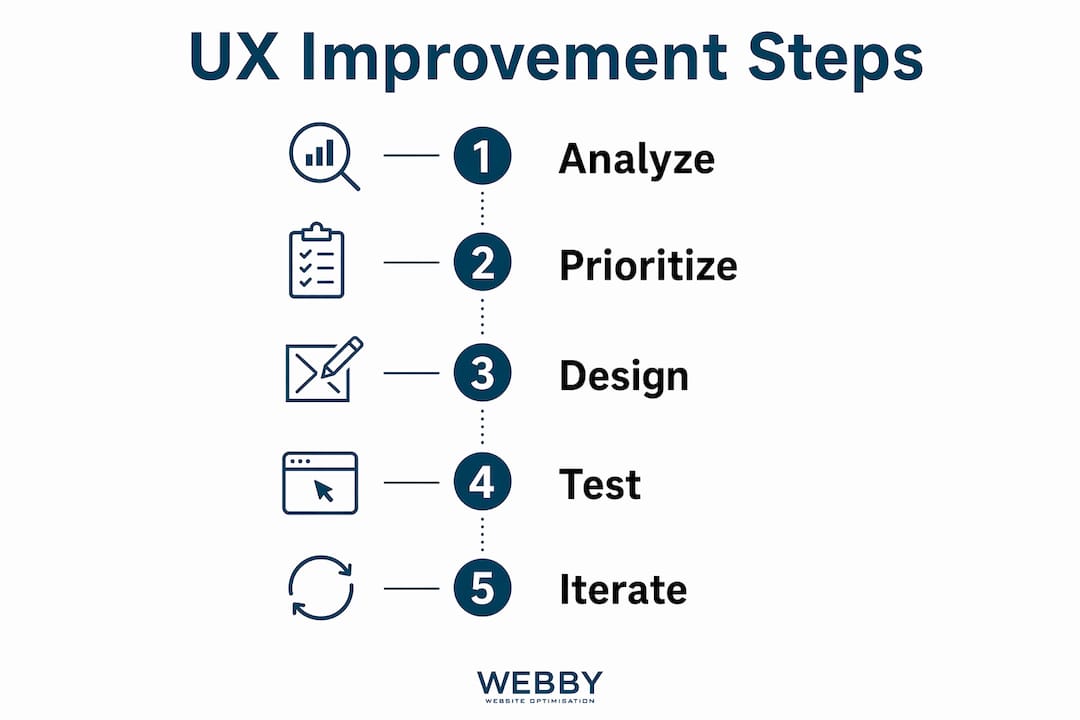 Infographic showing steps to improve website user experience
