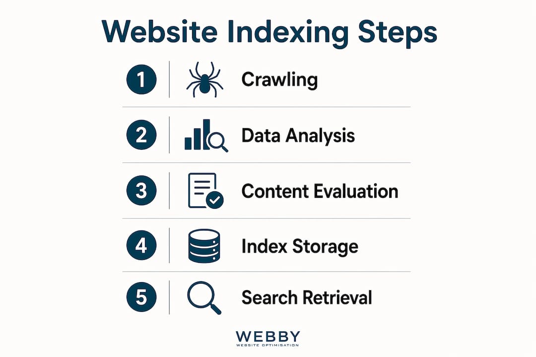 Infographic showing website indexing process steps
