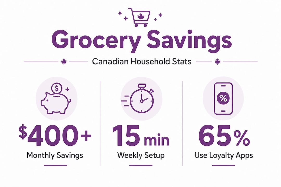 Master coupon deals and cut your grocery bill fast 1 Infographic highlighting Canadian grocery savings statistics