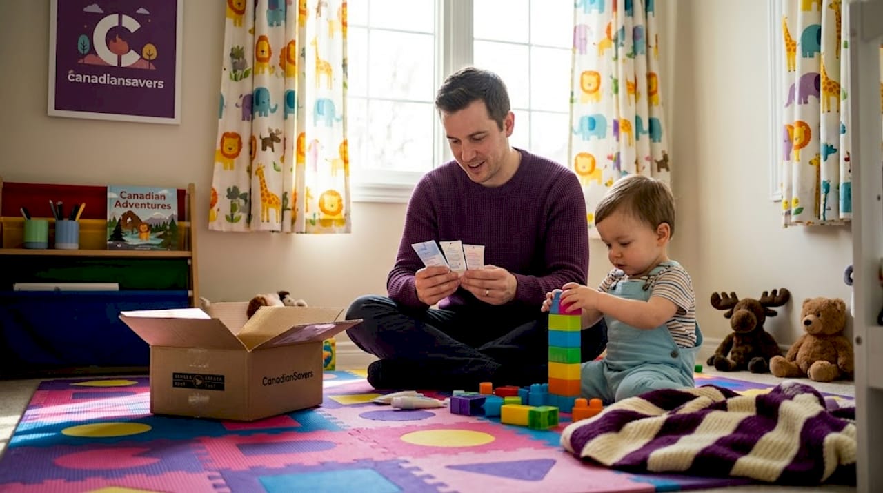 Canadian family using baby product samples