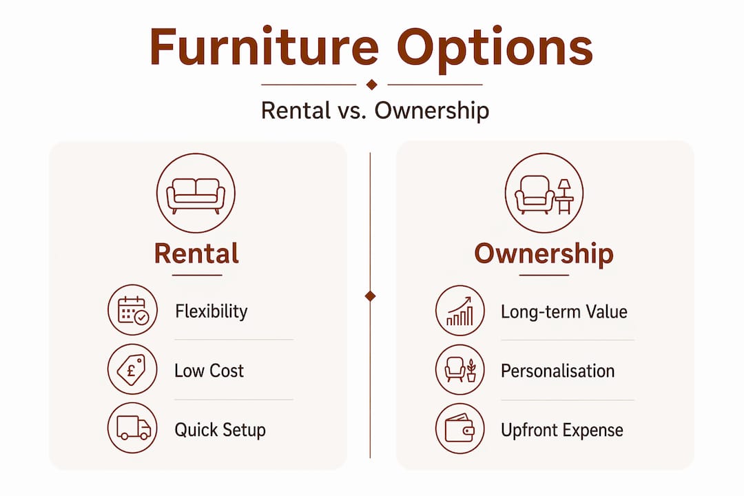 Infographic comparing furniture rental and ownership
