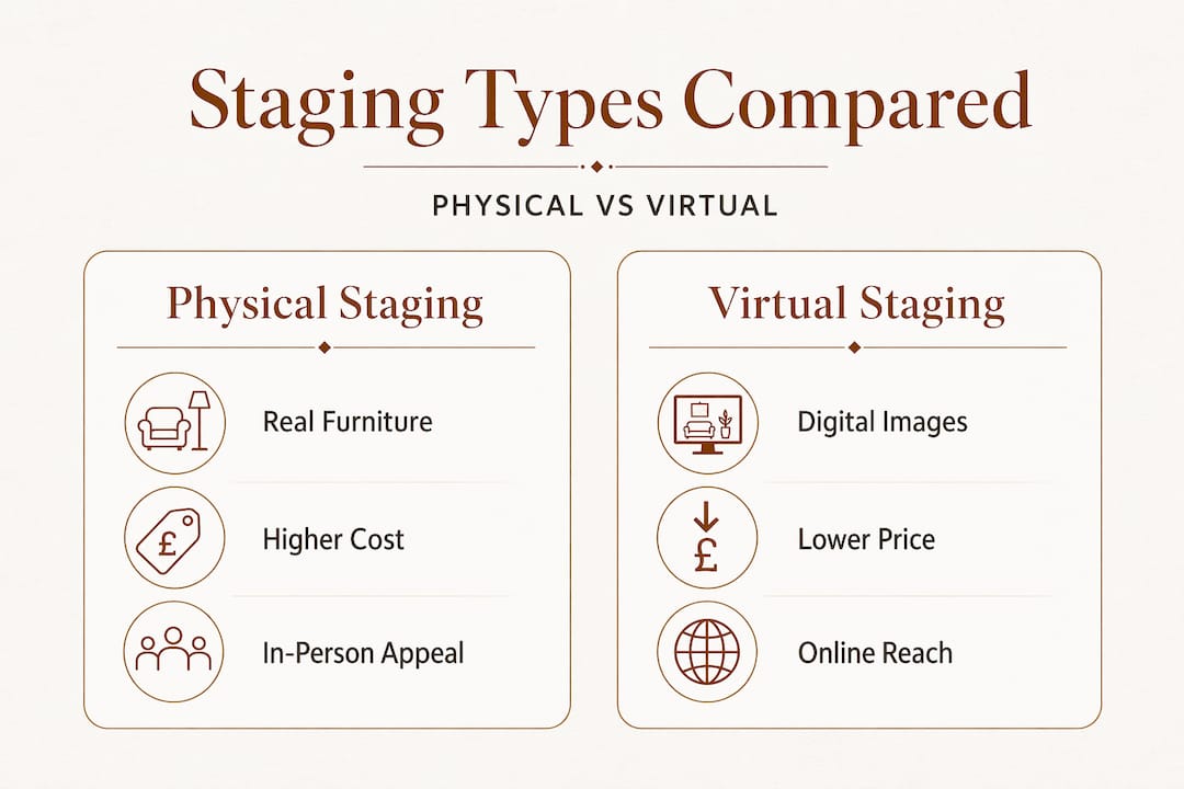 Infographic comparing physical and virtual property staging