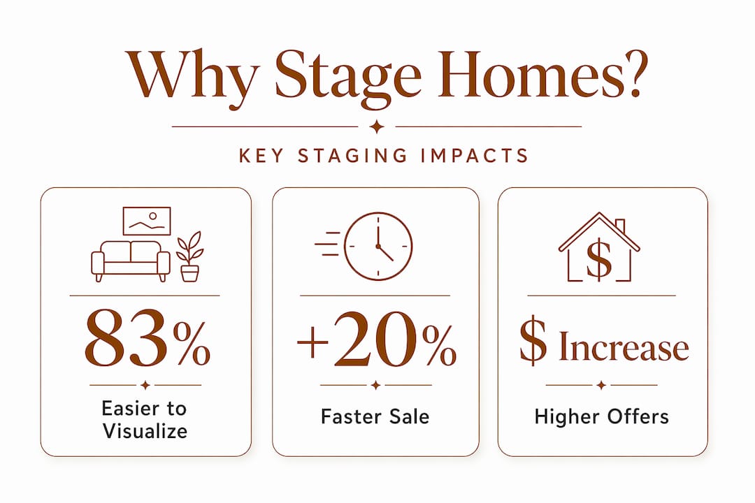 Infographic showing staging benefits and statistics