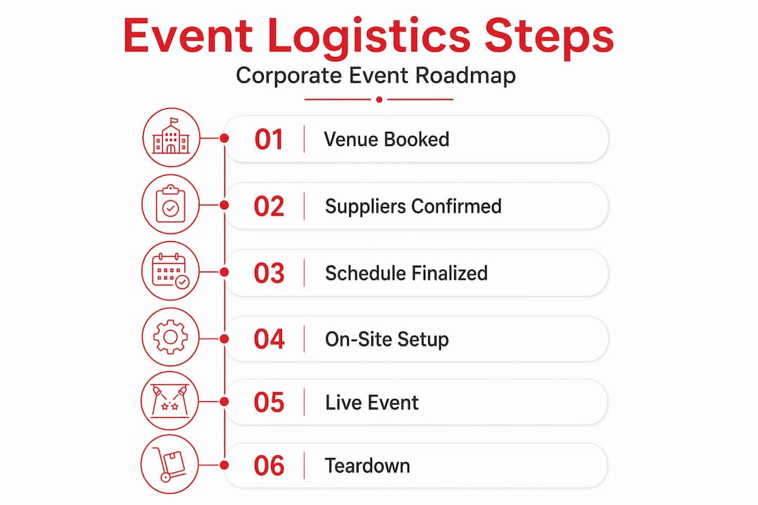 Infographic outlining steps for event logistics