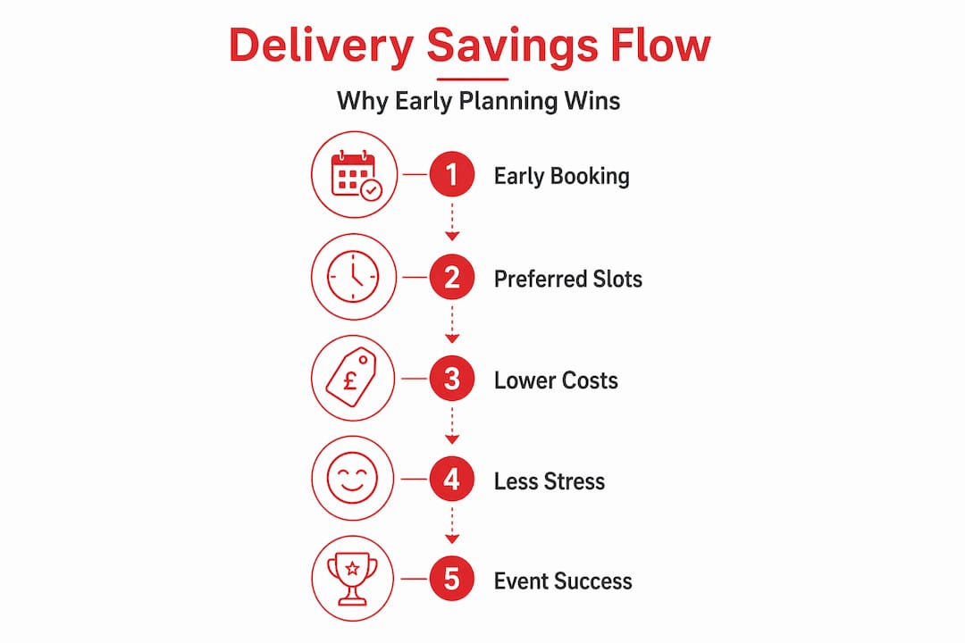 Vertical step infographic showing planning leads to savings