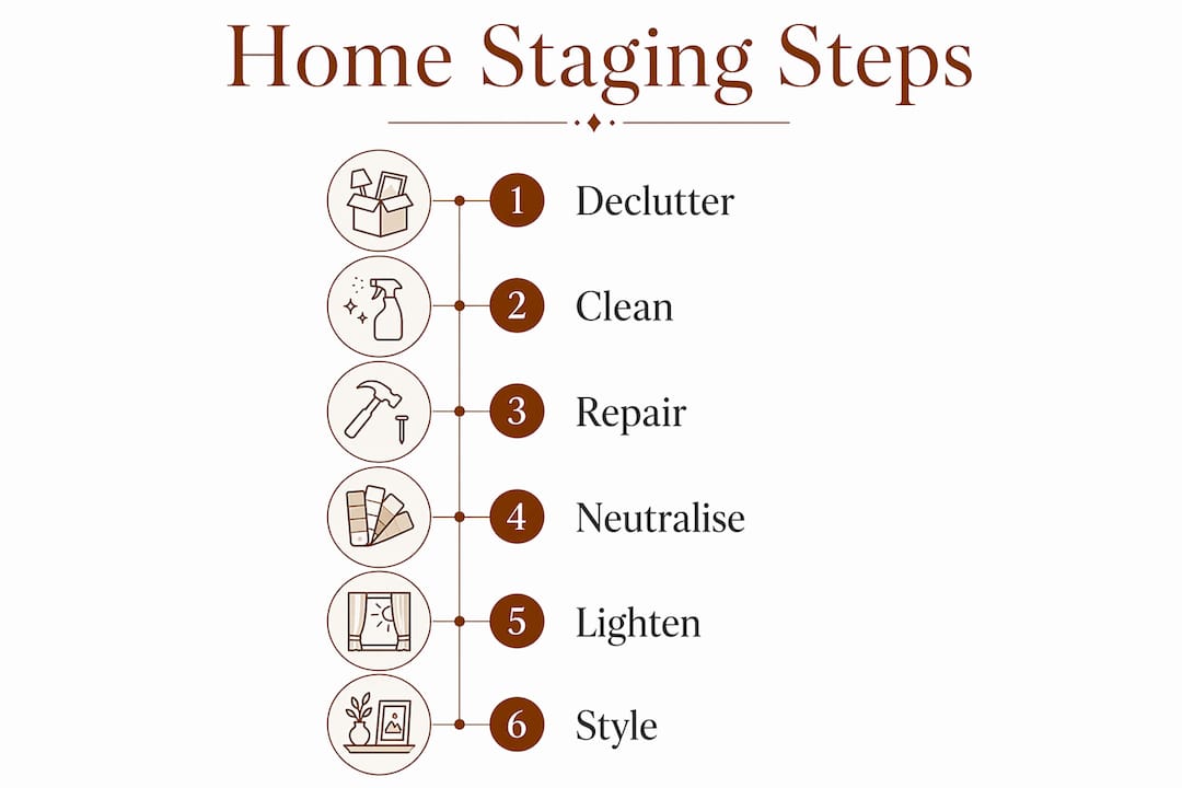 Infographic showing home staging preparation steps
