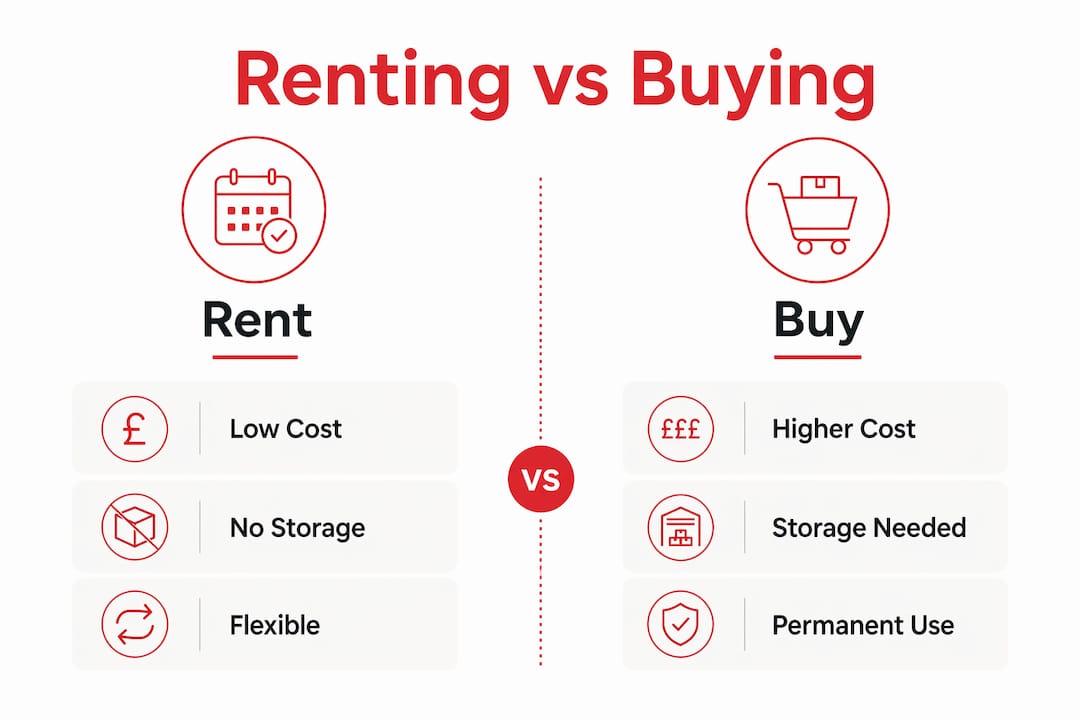 Infographic comparing renting and buying lounge furniture