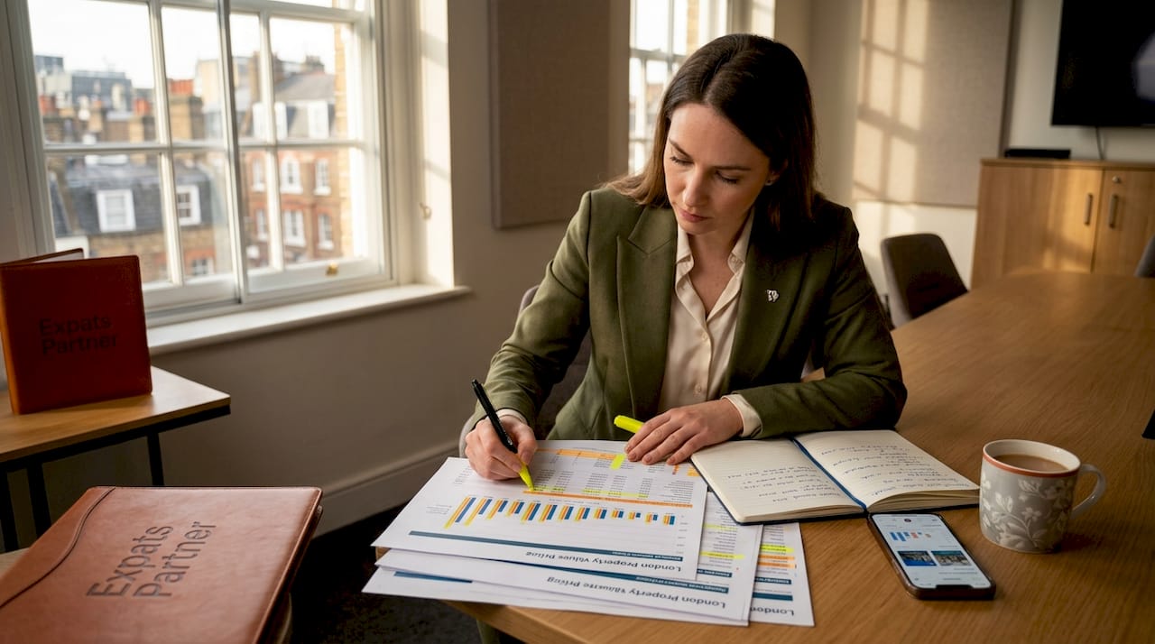 Real estate agent reviewing property pricing strategy