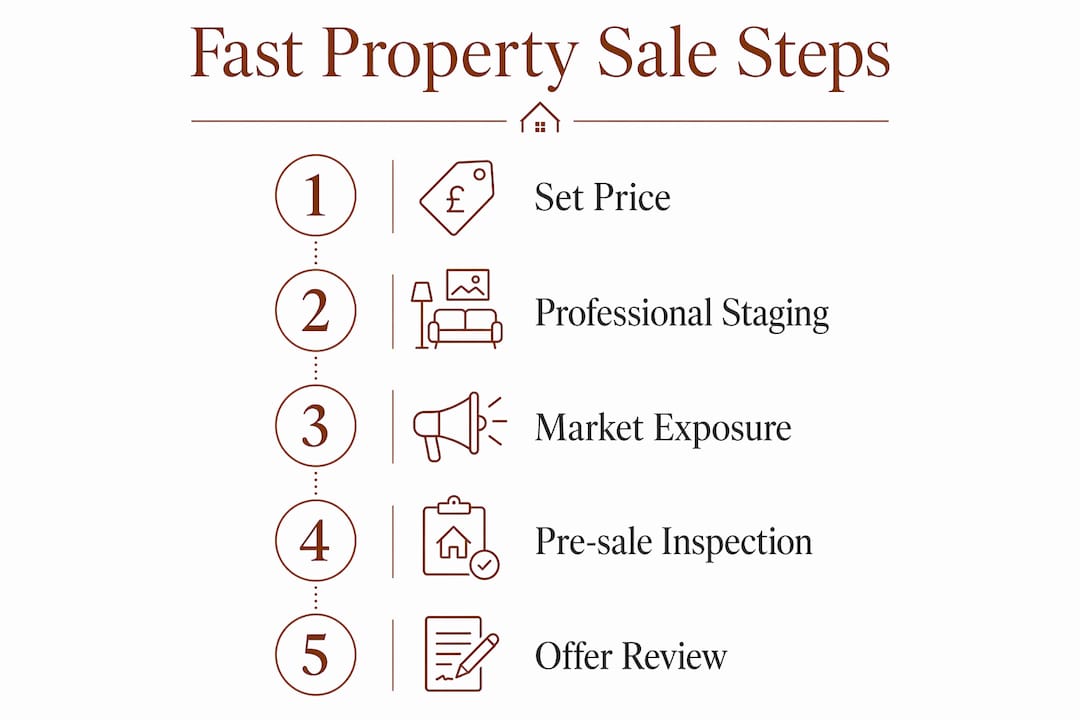 Infographic illustrating key steps to sell property fast