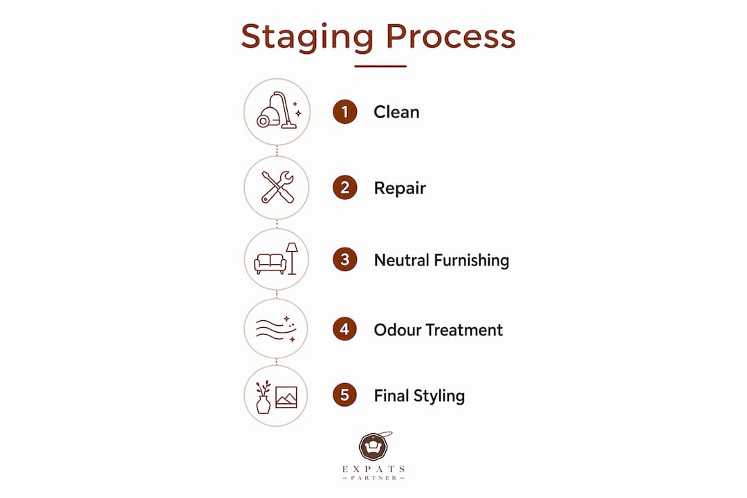Infographic showing steps of staging vacant rental