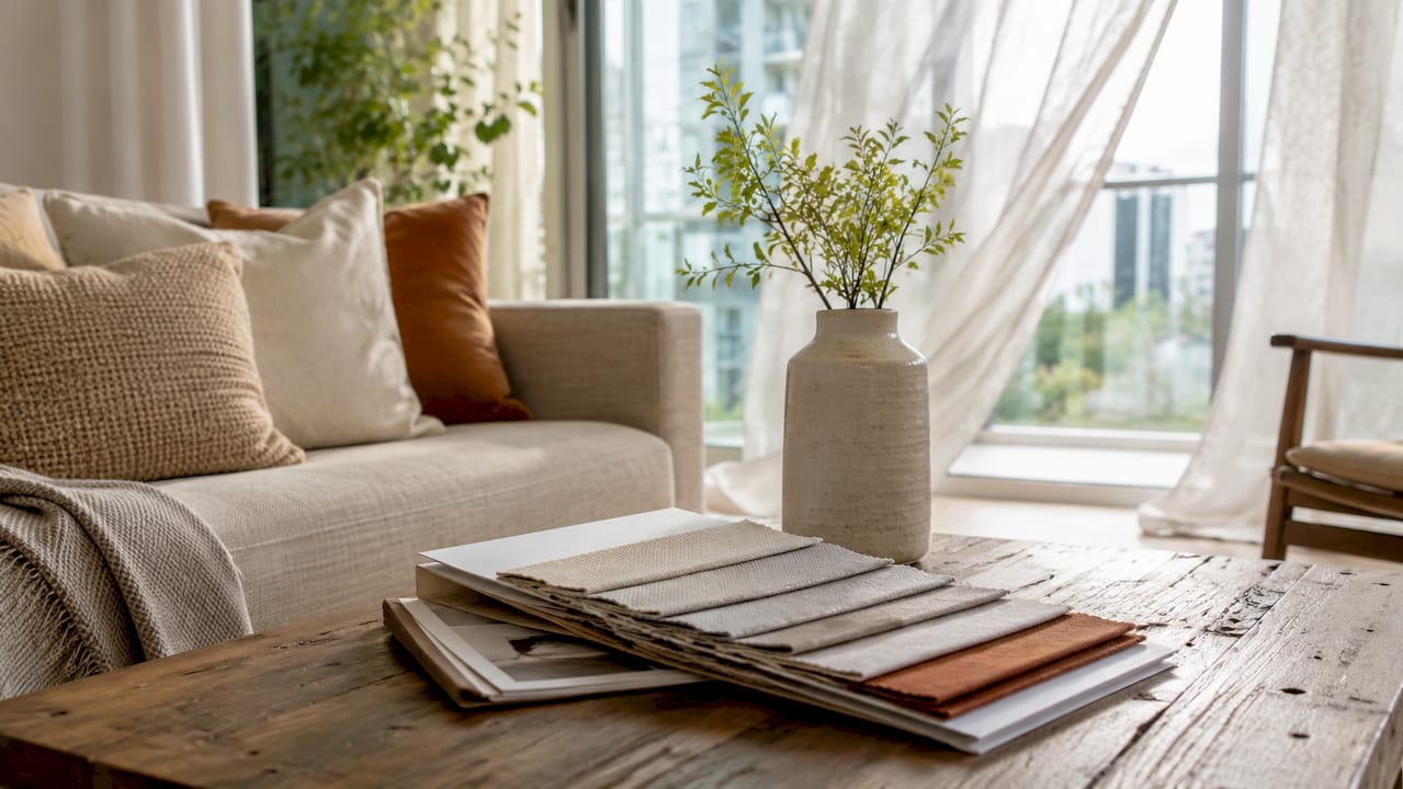 Neutral upholstery in rental living room