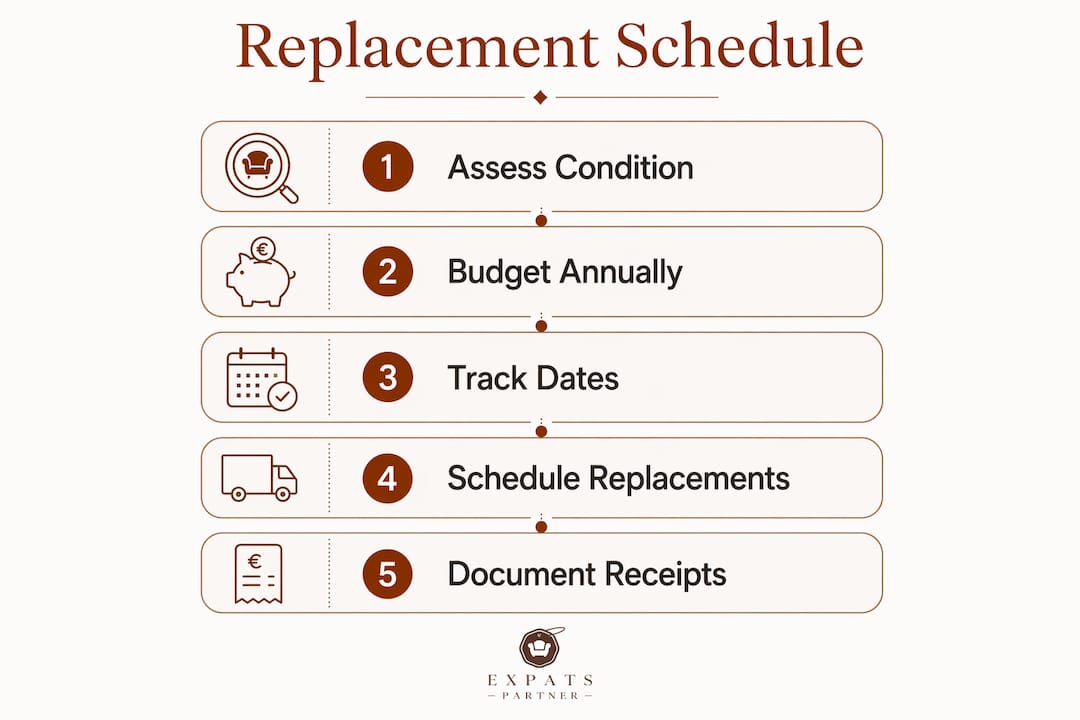 Infographic showing furniture replacement steps