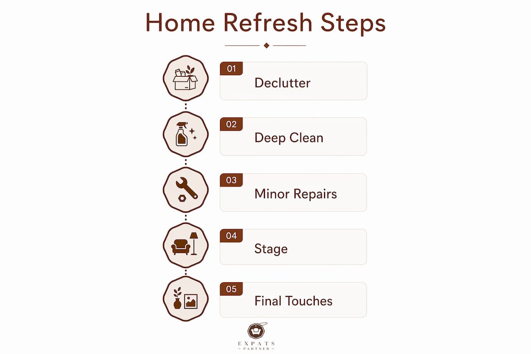 Step-by-step home refresh infographic