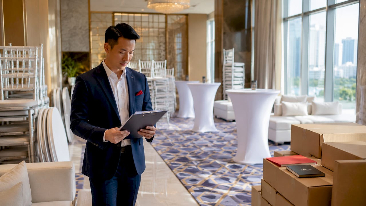 Corporate event furniture setup in Singapore venue