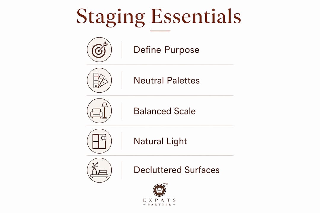 Infographic showing key practical elements of home staging