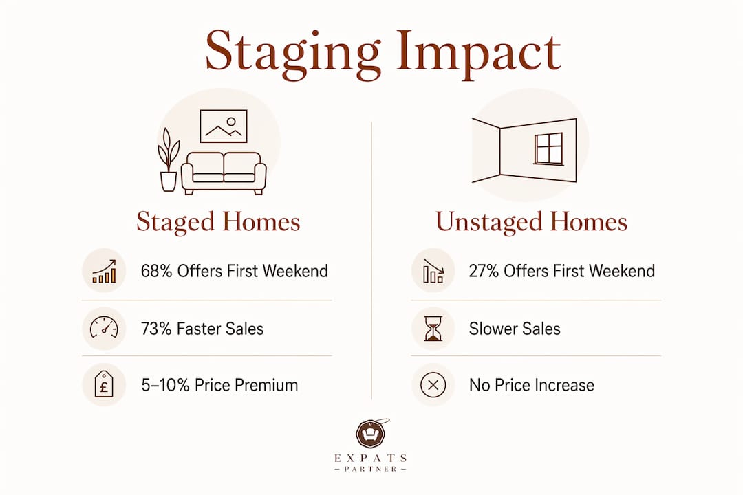 Infographic comparing staged versus unstaged luxury property sales