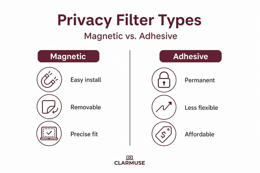 Infografía comparando filtros de privacidad para MacBook