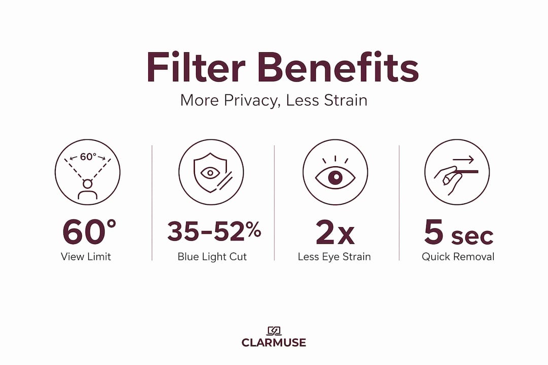 Infographic highlighting privacy filter main benefits