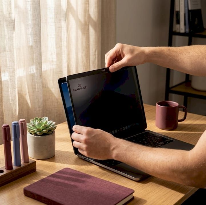 Attaching magnetic privacy screen to MacBook
