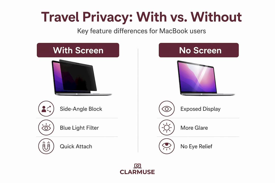 Infographic comparing privacy screen benefits for travel